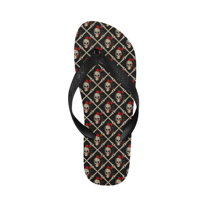 Skull Roses Bone Design Themed Print Flip Flops-JTAMIGO.COM