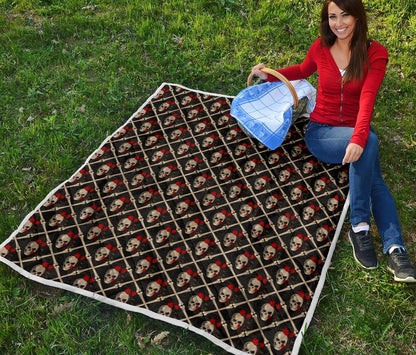 Skull Roses Bone Design Themed Print Premium Quilt-JTAMIGO.COM