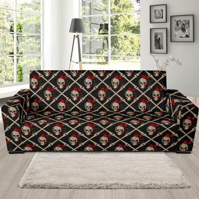 Skull Roses Bone Design Themed Print Sofa Slipcover-JTAMIGO.COM