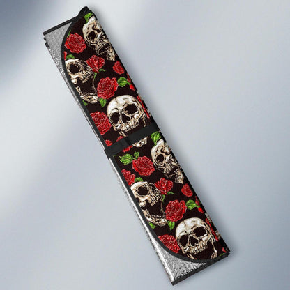 Skull Roses Design Themed Print Car Sun Shade For Windshield