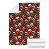 Skull Roses Design Themed Print Fleece Blanket