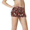 Skull Roses Design Themed Print High Waisted Spandex Shorts-JTAMIGO.COM