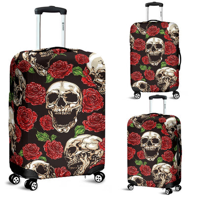 Skull Roses Design Themed Print Luggage Cover Protector