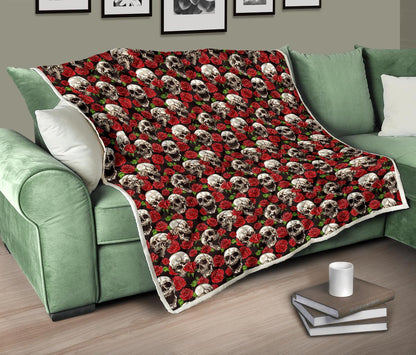 Skull Roses Design Themed Print Premium Quilt-JTAMIGO.COM