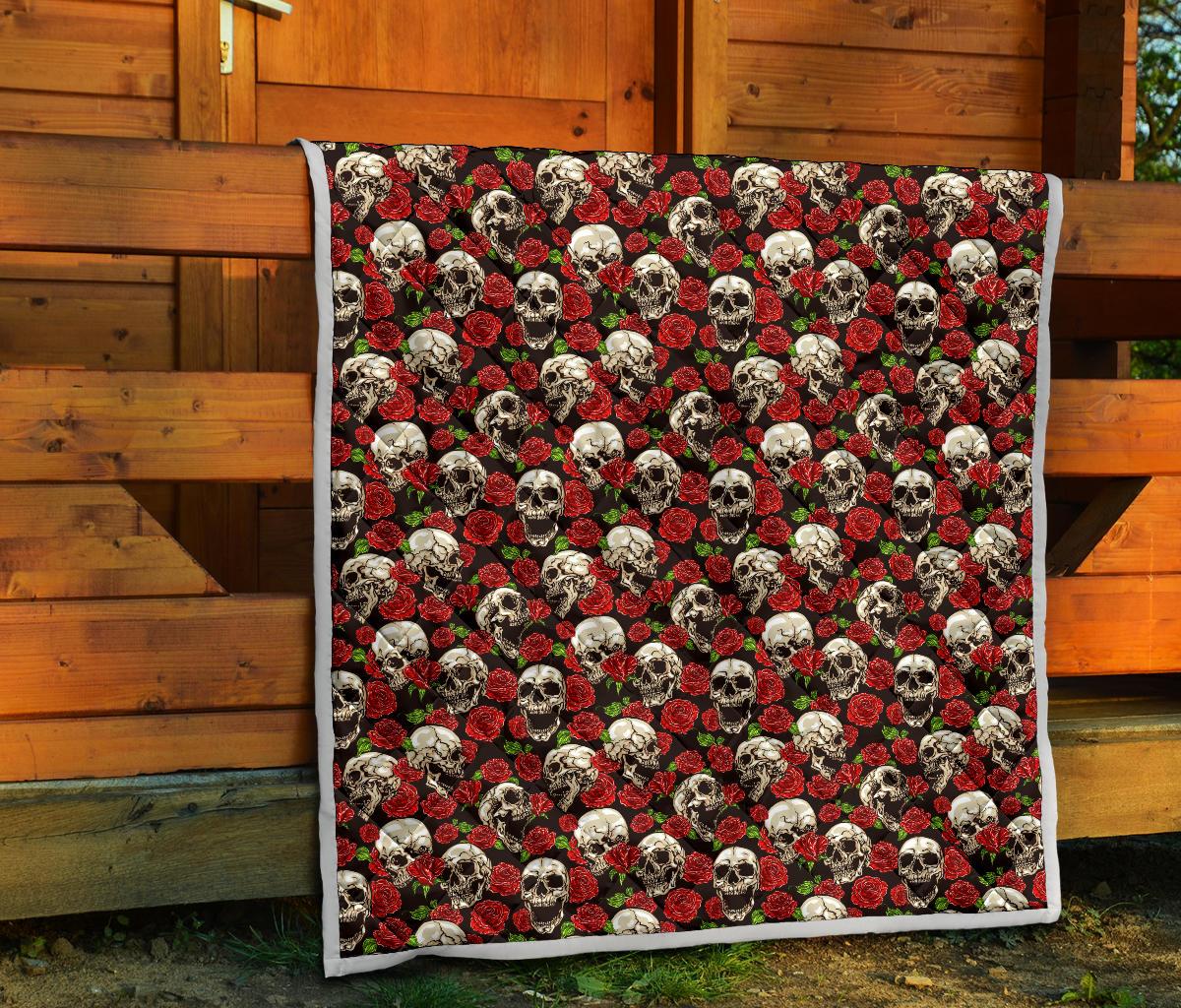 Skull Roses Design Themed Print Premium Quilt-JTAMIGO.COM