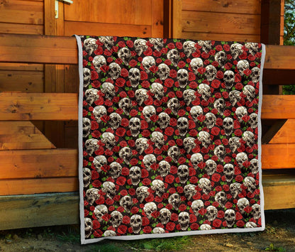 Skull Roses Design Themed Print Premium Quilt-JTAMIGO.COM