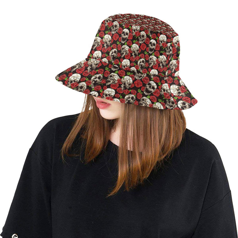 Skull Roses Design Themed Print Unisex Bucket Hat