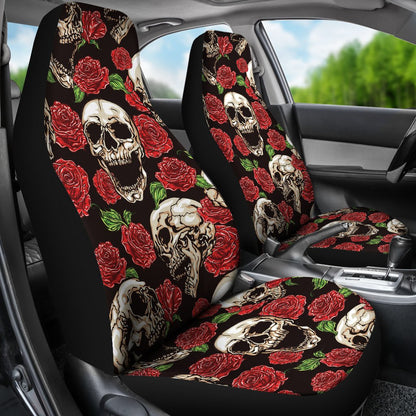 Skull Roses Design Themed Print Universal Fit Car Seat Covers