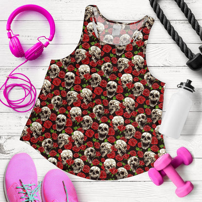 Skull Roses Design Themed Print Women Racerback Tank Top