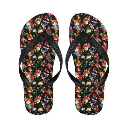 Skull Roses Flower Design Themed Print Flip Flops-JTAMIGO.COM