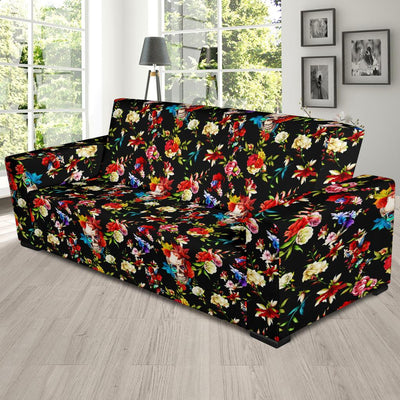 Skull Roses Flower Design Themed Print Sofa Slipcover-JTAMIGO.COM