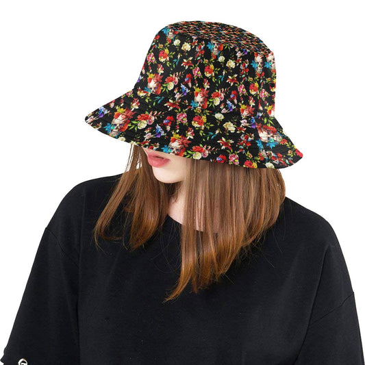 Skull Roses Flower Design Themed Print Unisex Bucket Hat