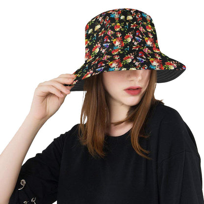 Skull Roses Flower Design Themed Print Unisex Bucket Hat