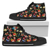 Skull Roses Flower Design Themed Print Women High Top Shoes