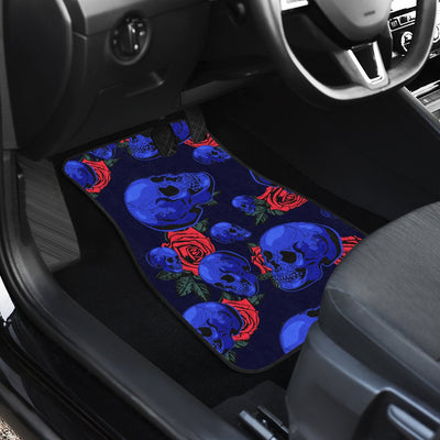 Skull Roses Neon Design Themed Print Car Floor Mats