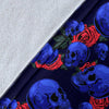 Skull Roses Neon Design Themed Print Fleece Blanket