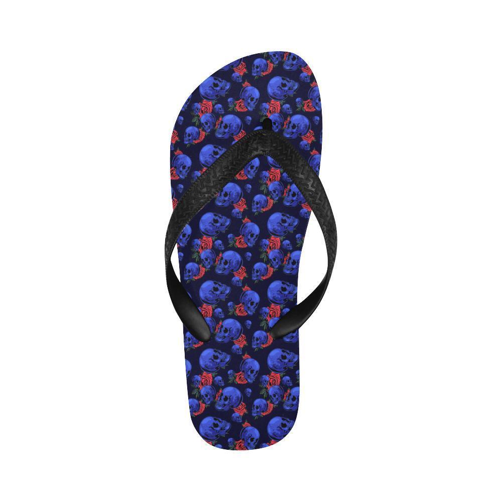 Skull Roses Neon Design Themed Print Flip Flops-JTAMIGO.COM