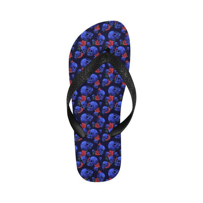 Skull Roses Neon Design Themed Print Flip Flops-JTAMIGO.COM
