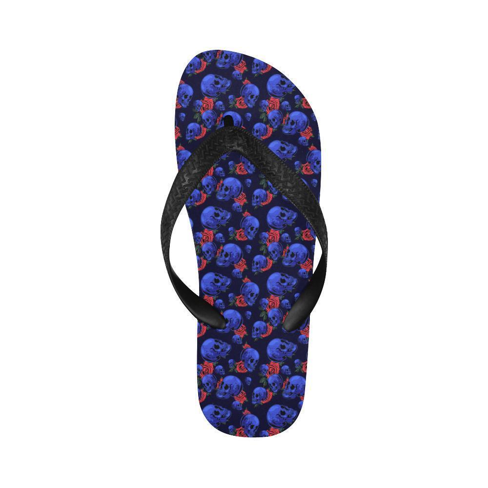 Skull Roses Neon Design Themed Print Flip Flops-JTAMIGO.COM
