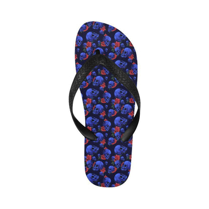 Skull Roses Neon Design Themed Print Flip Flops-JTAMIGO.COM