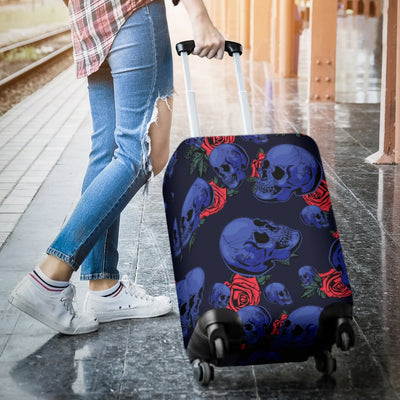 Skull Roses Neon Design Themed Print Luggage Cover Protector
