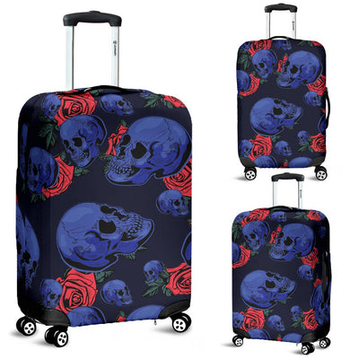 Skull Roses Neon Design Themed Print Luggage Cover Protector