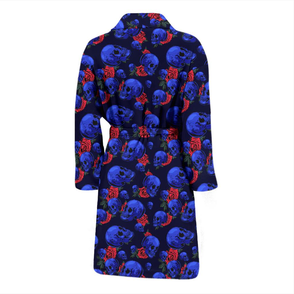 Skull Roses Neon Design Themed Print Men Bath Robe-JTAMIGO.COM