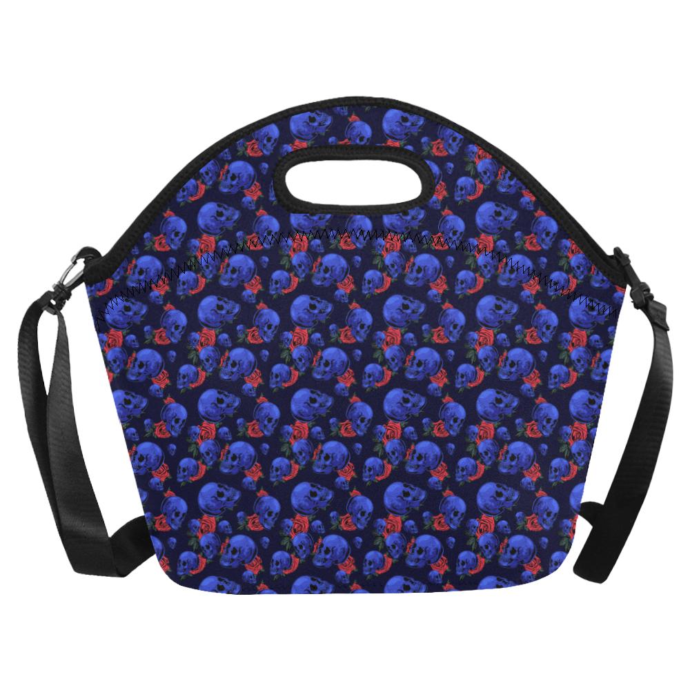 Skull Roses Neon Design Themed Print Neoprene Lunch Bag (Model 1669)(Large)-JTAMIGO.COM