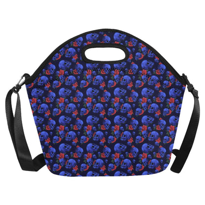 Skull Roses Neon Design Themed Print Neoprene Lunch Bag (Model 1669)(Large)-JTAMIGO.COM