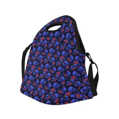 Skull Roses Neon Design Themed Print Neoprene Lunch Bag (Model 1669)(Large)-JTAMIGO.COM