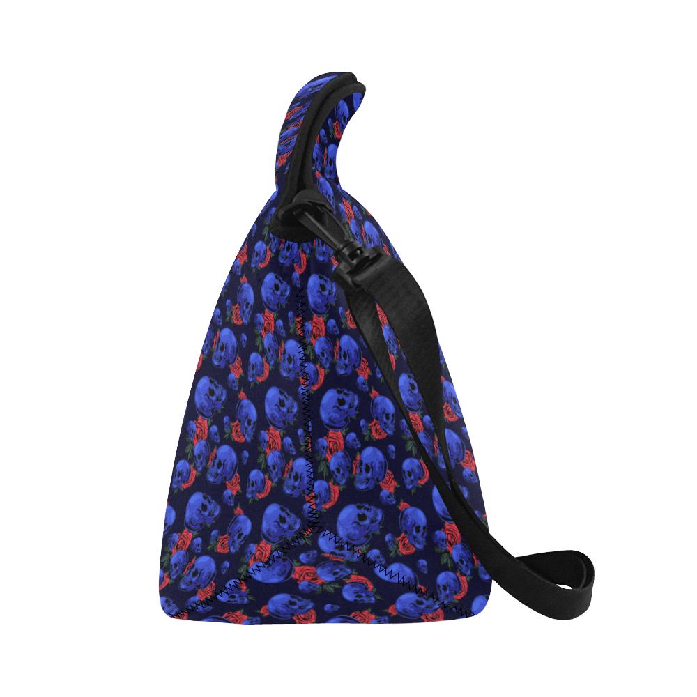 Skull Roses Neon Design Themed Print Neoprene Lunch Bag (Model 1669)(Large)-JTAMIGO.COM