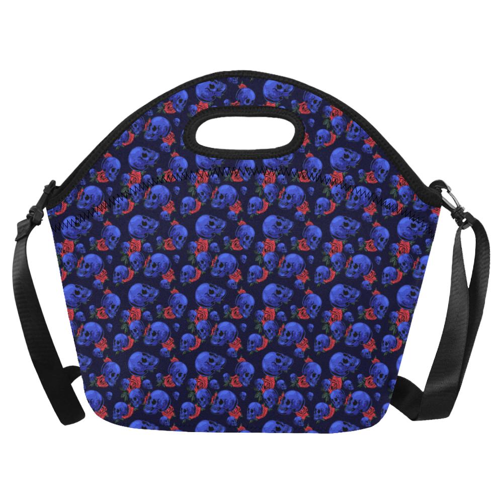Skull Roses Neon Design Themed Print Neoprene Lunch Bag (Model 1669)(Large)-JTAMIGO.COM