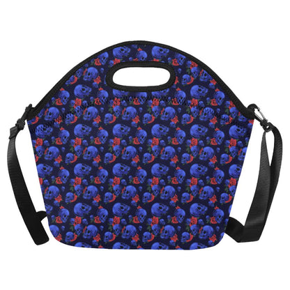 Skull Roses Neon Design Themed Print Neoprene Lunch Bag (Model 1669)(Large)-JTAMIGO.COM