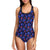 Skull Roses Neon Design Themed Print One Piece Swimsuit-JTAMIGO.COM