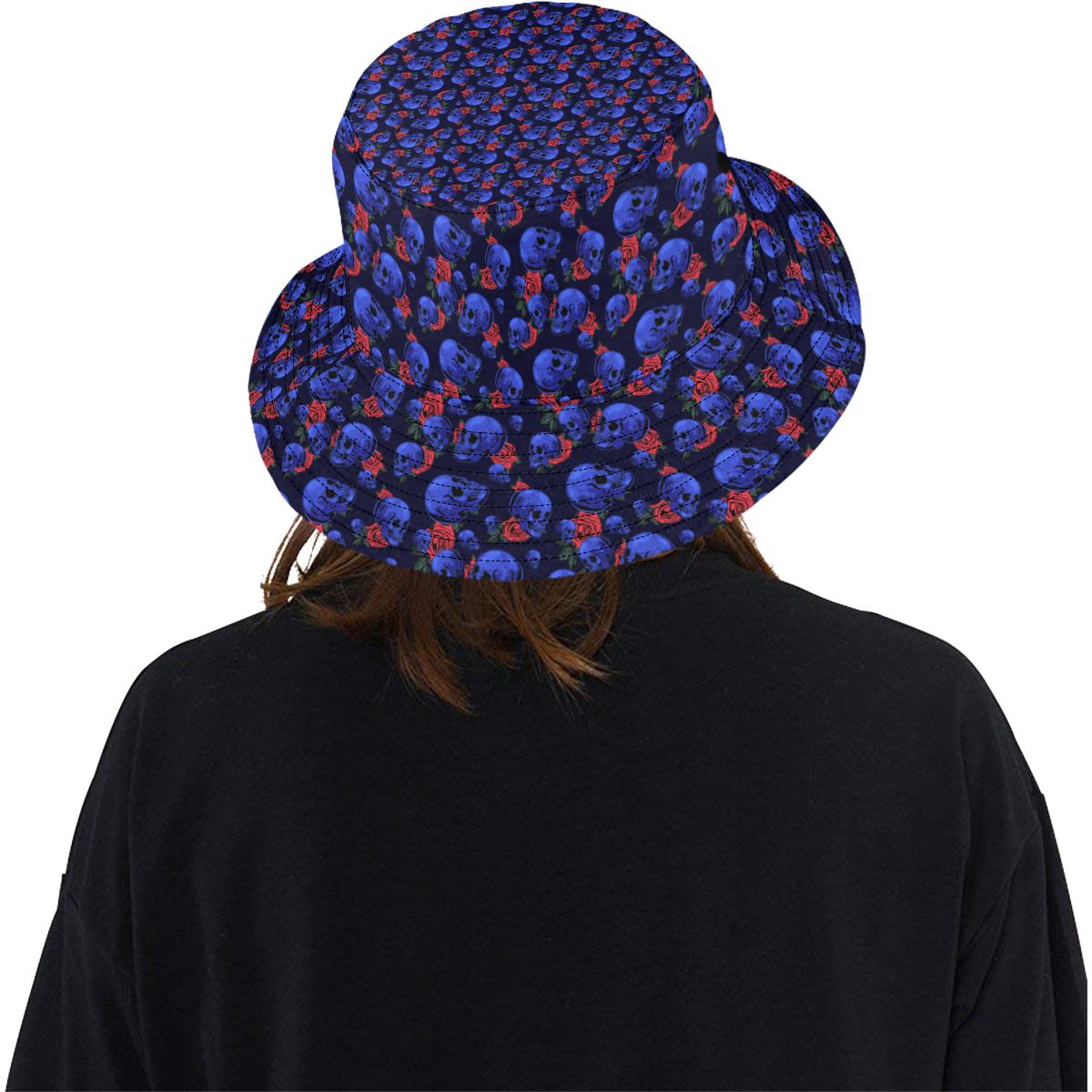 Skull Roses Neon Design Themed Print Unisex Bucket Hat