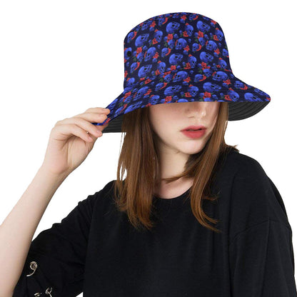 Skull Roses Neon Design Themed Print Unisex Bucket Hat