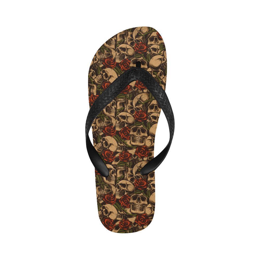 Skull Roses Vintage Design Themed Print Flip Flops-JTAMIGO.COM