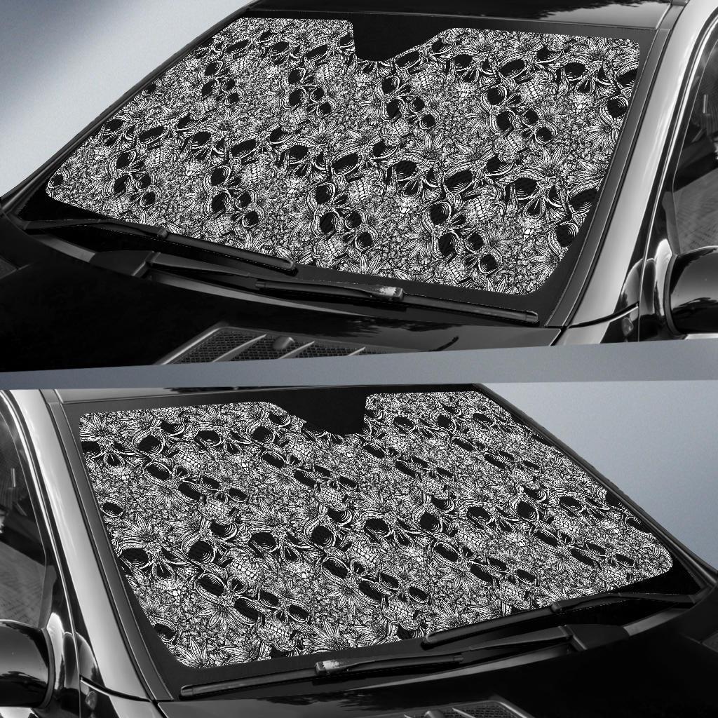 Skull Tattoo Design Print Car Sun Shade For Windshield