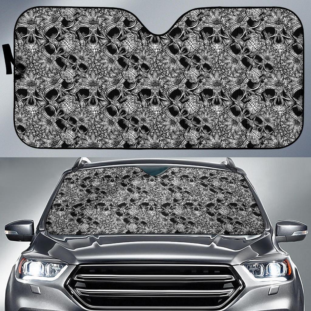 Skull Tattoo Design Print Car Sun Shade For Windshield