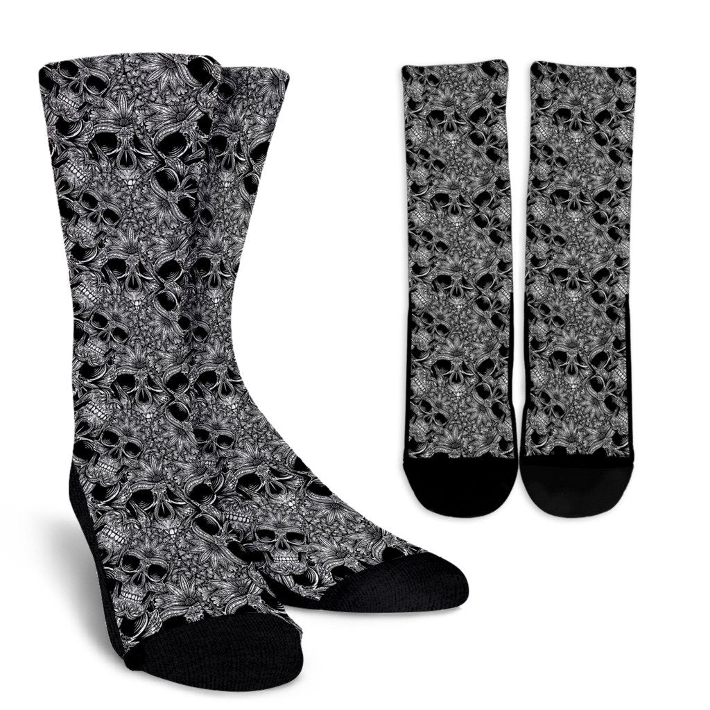Skull Tattoo Design Print Crew Socks