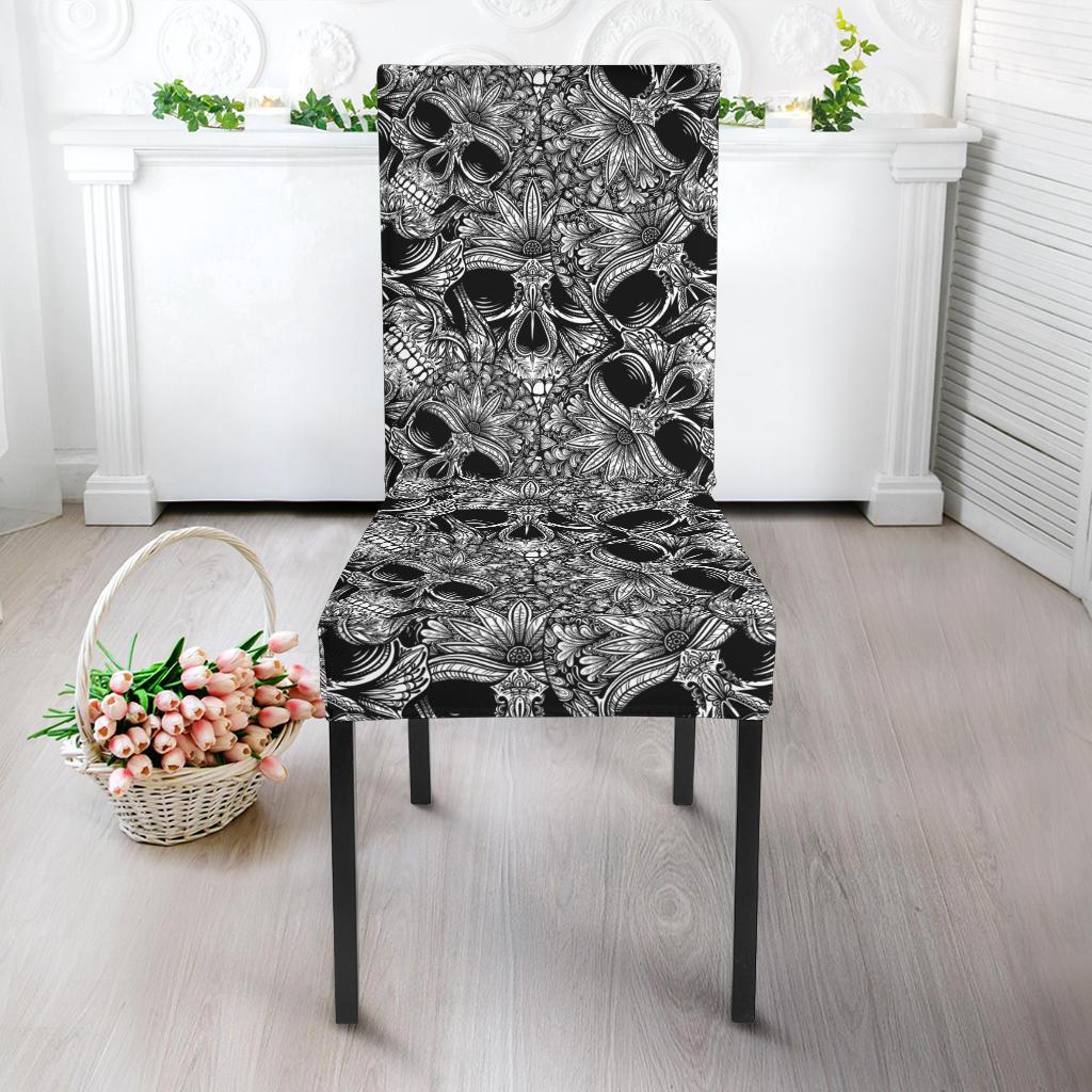 Skull Tattoo Design Print Dining Chair Slipcover-JTAMIGO.COM
