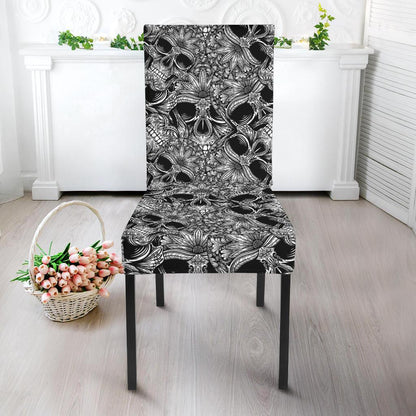 Skull Tattoo Design Print Dining Chair Slipcover-JTAMIGO.COM
