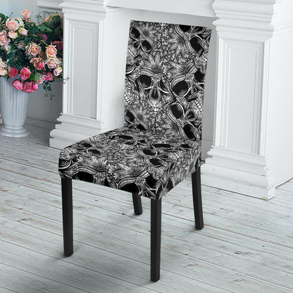 Skull Tattoo Design Print Dining Chair Slipcover-JTAMIGO.COM