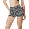 Skull Tattoo Design Print High Waisted Spandex Shorts-JTAMIGO.COM