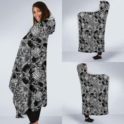 Skull Tattoo Design Print Hooded Blanket-JTAMIGO.COM