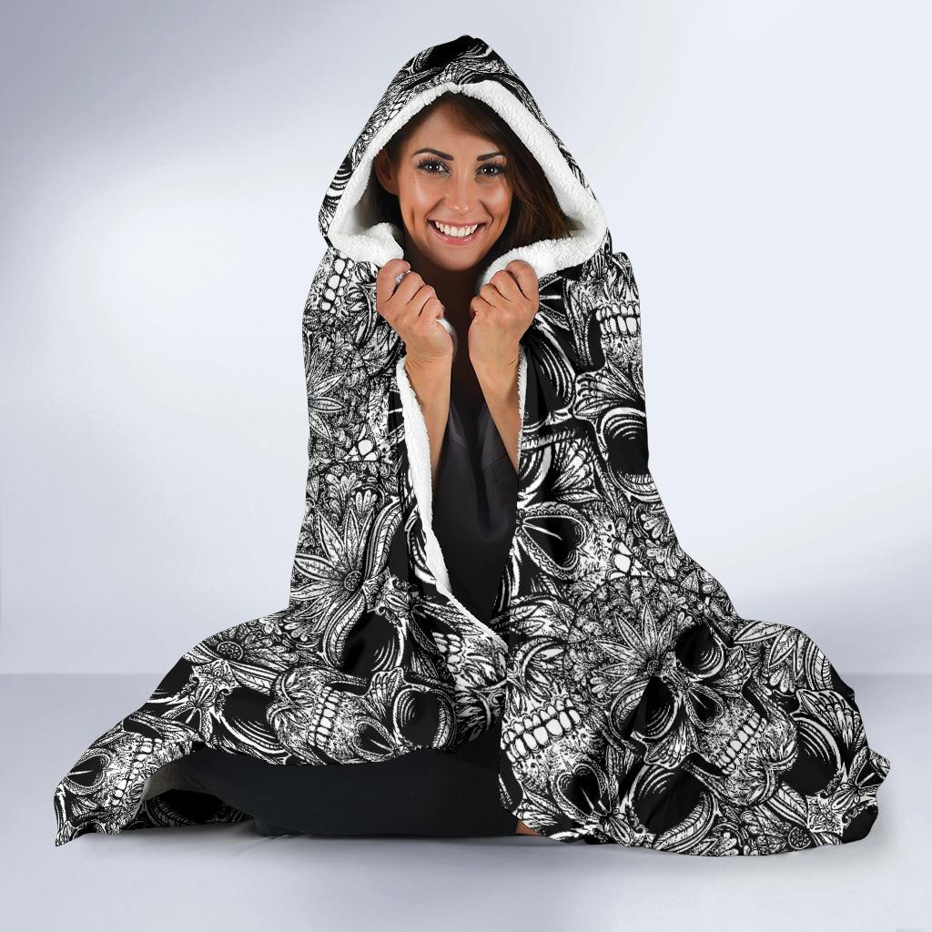 Skull Tattoo Design Print Hooded Blanket-JTAMIGO.COM