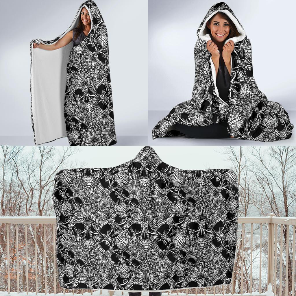Skull Tattoo Design Print Hooded Blanket-JTAMIGO.COM