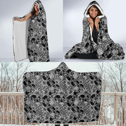 Skull Tattoo Design Print Hooded Blanket-JTAMIGO.COM