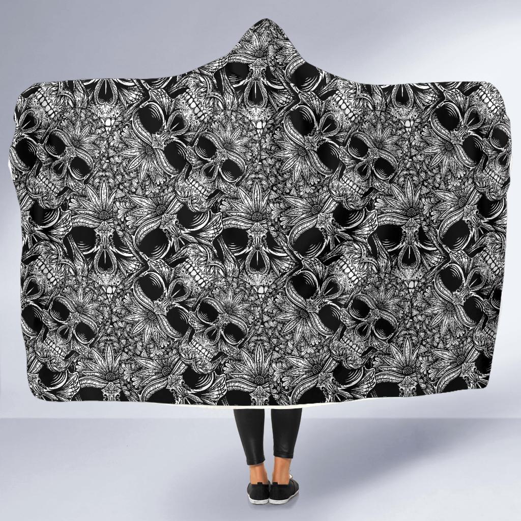 Skull Tattoo Design Print Hooded Blanket-JTAMIGO.COM