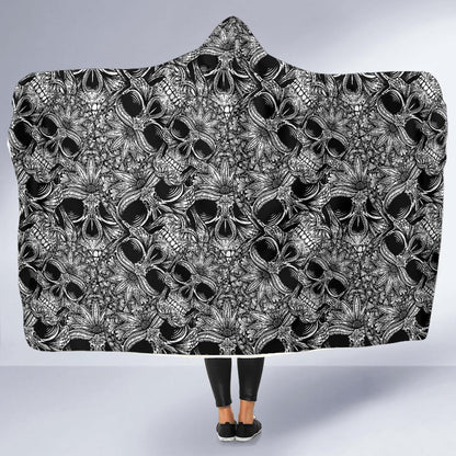 Skull Tattoo Design Print Hooded Blanket-JTAMIGO.COM